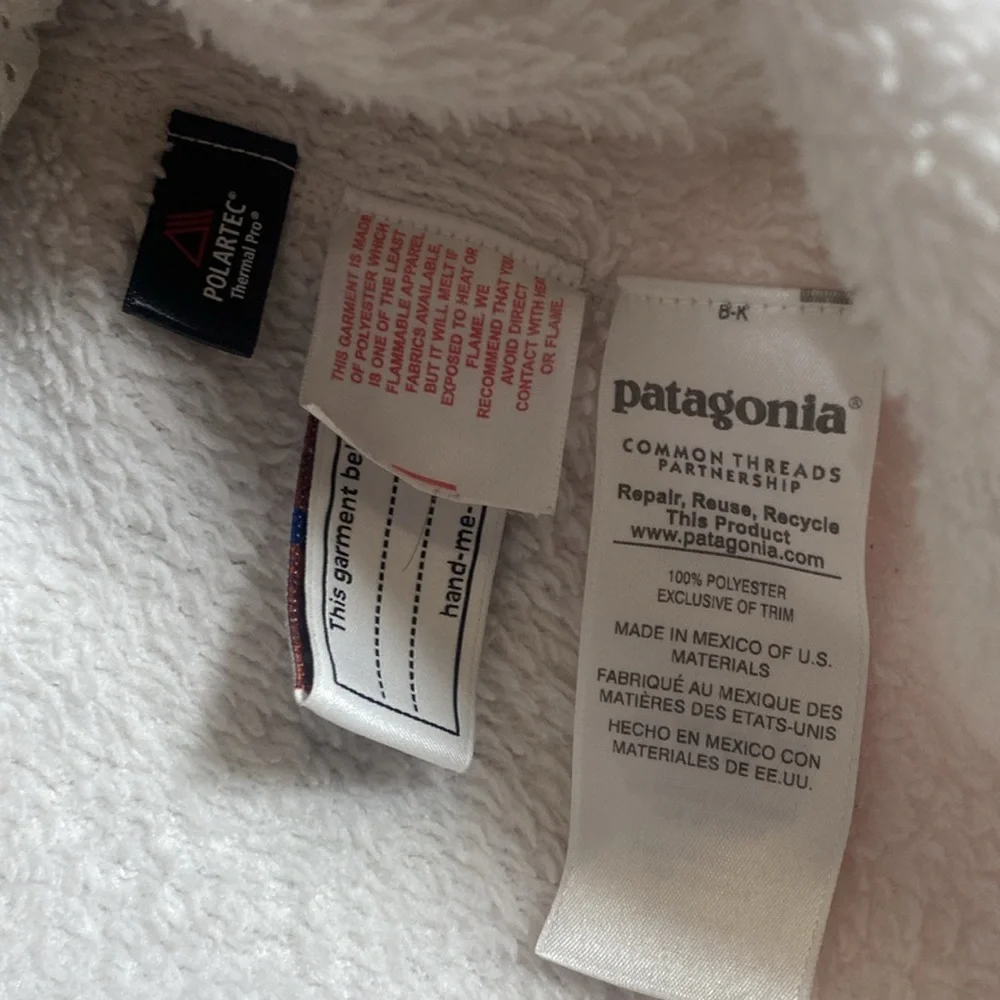 PATAGONIA Youth Re-Tool Snap-T PolarTec White Pullover Fleece 65585 Girl's Large